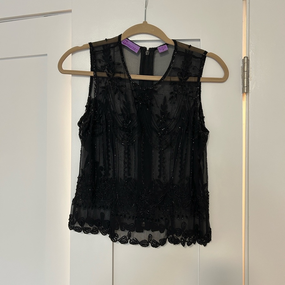 Calypso Black Silk Beaded Sleeveless Too